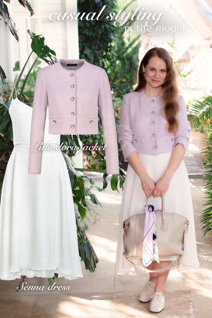 LITHODORA PALE LAVENDER TEXTURED WOOL SILK BLEND JACKET