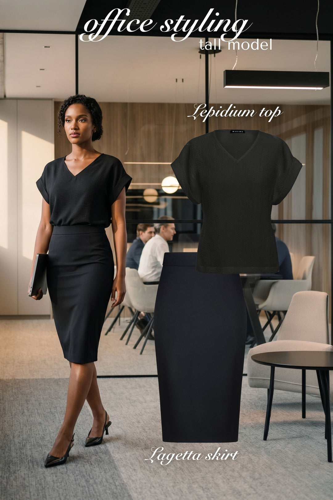 LAGETTA BLACK FINE WOOL PENCIL SKIRT