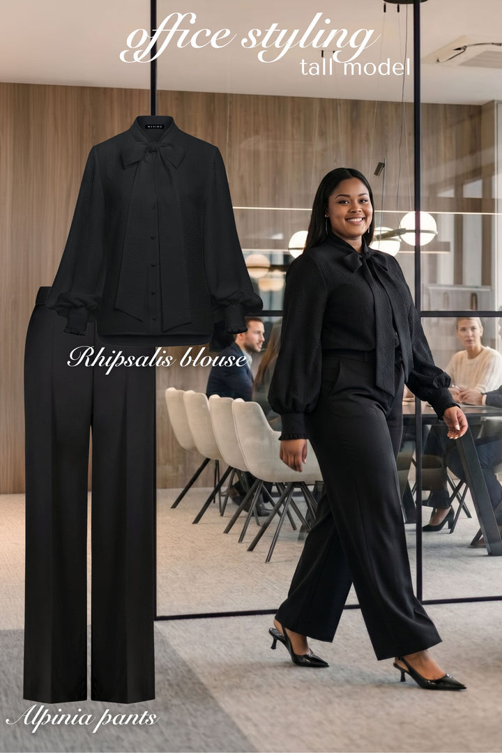ALPINIA BLACK FINE WOOL WIDE-LEG SUIT PANTS