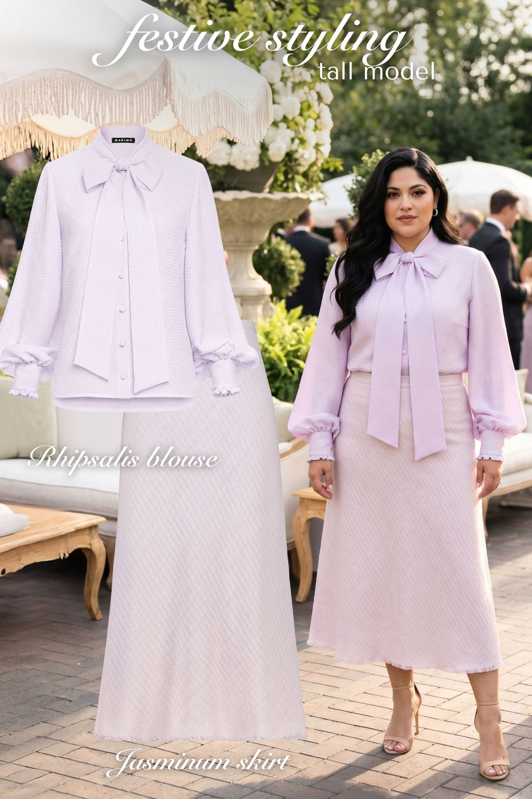JASMINUM PALE LAVENDER TEXTURED WOOL-SILK MIDI SKIRT