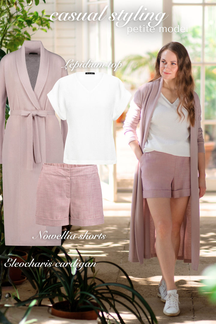 ELEOCHARIS LONG DUSTY ROSE CASHMERE CARDIGAN WITH BELT