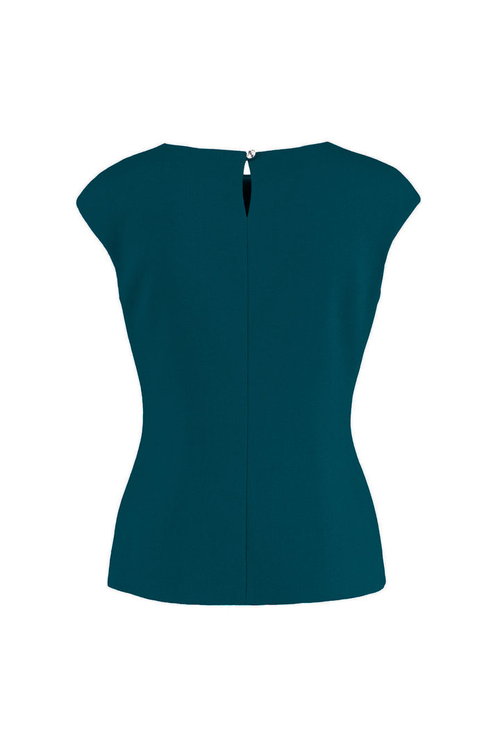 SALVIA TEAL WOOL CREPE BLOUSE