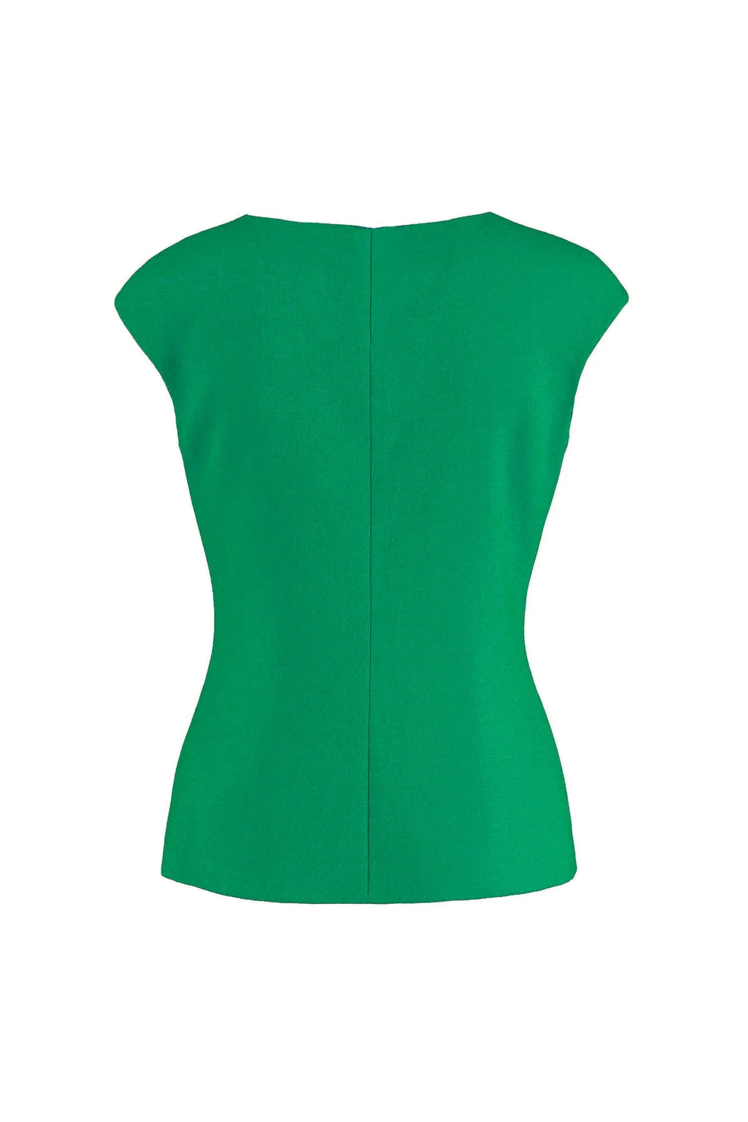 SALVIA JADE GREEN WOOL CREPE V-NECK BLOUSE