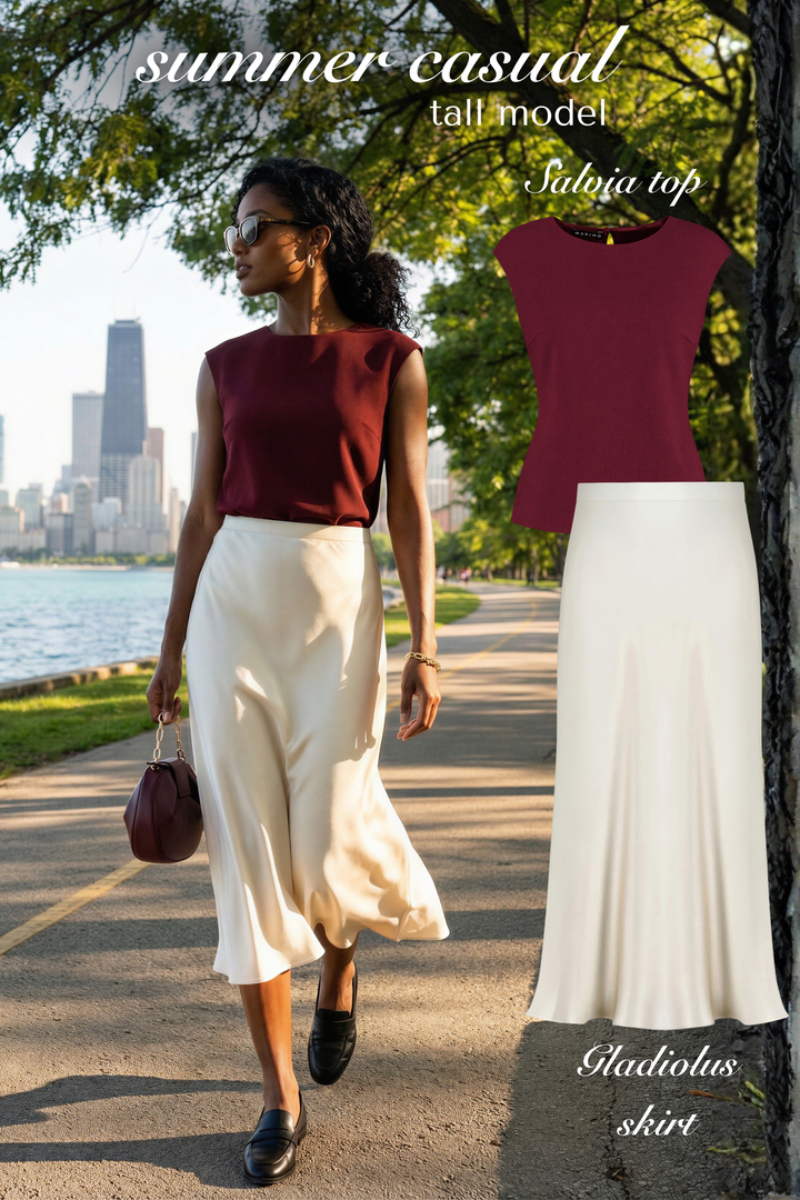 SALVIA BURGUNDY WOOL CREPE BLOUSE