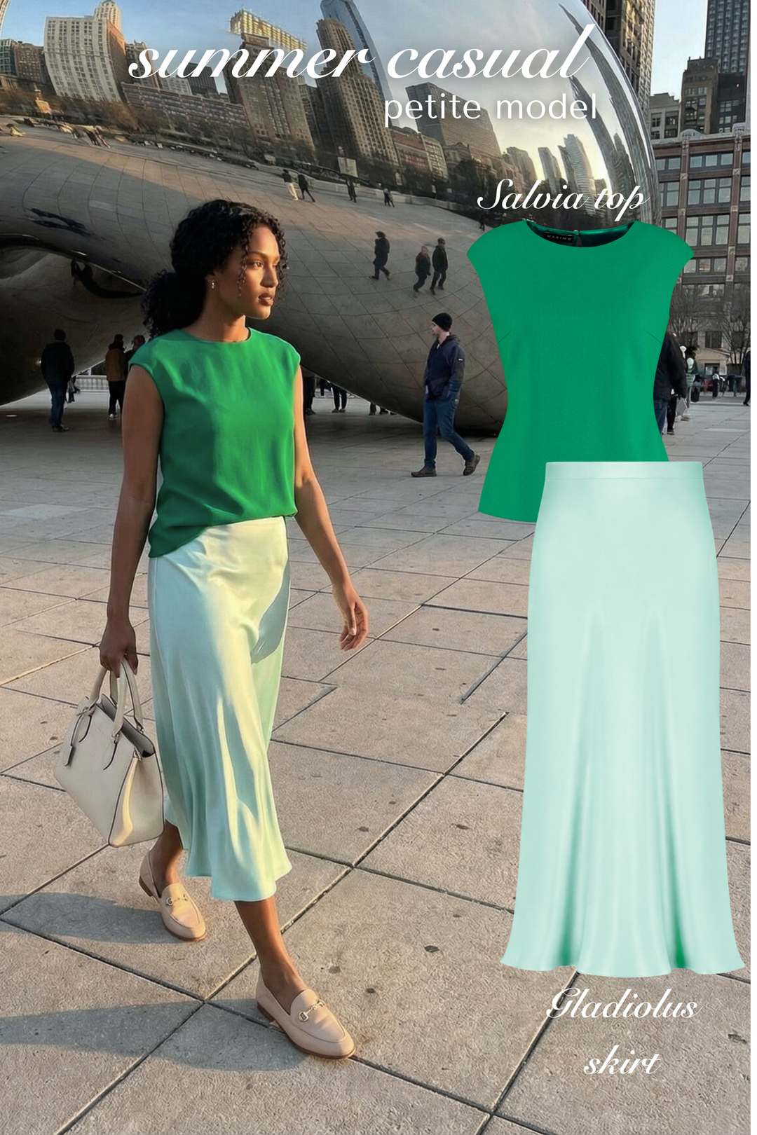 SALVIA JADE GREEN WOOL CREPE BLOUSE