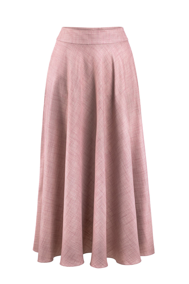LACHENALIA DUSTY PINK BAMBOO A-LINE MIDI SKIRT