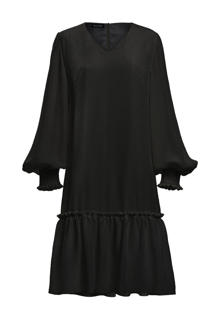 DAPHNE BLACK SILK JACQUARD DRESS WITH SLEEVES
