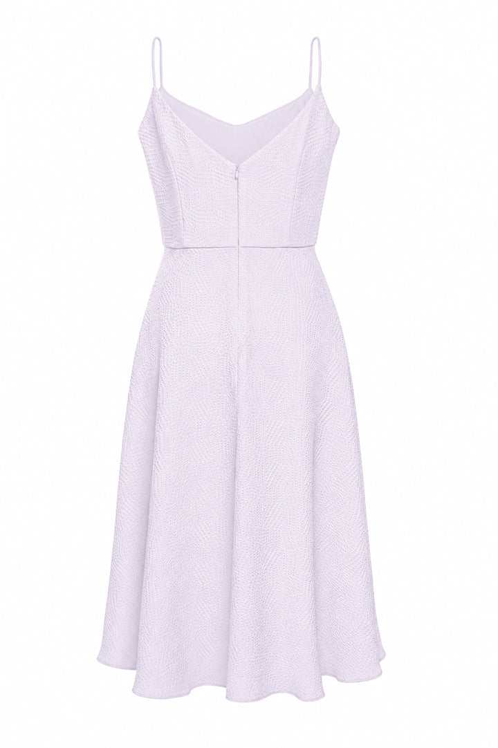 SENNA LAVENDER SILK JACQUARD SPAGHETTI STRAP DRESS