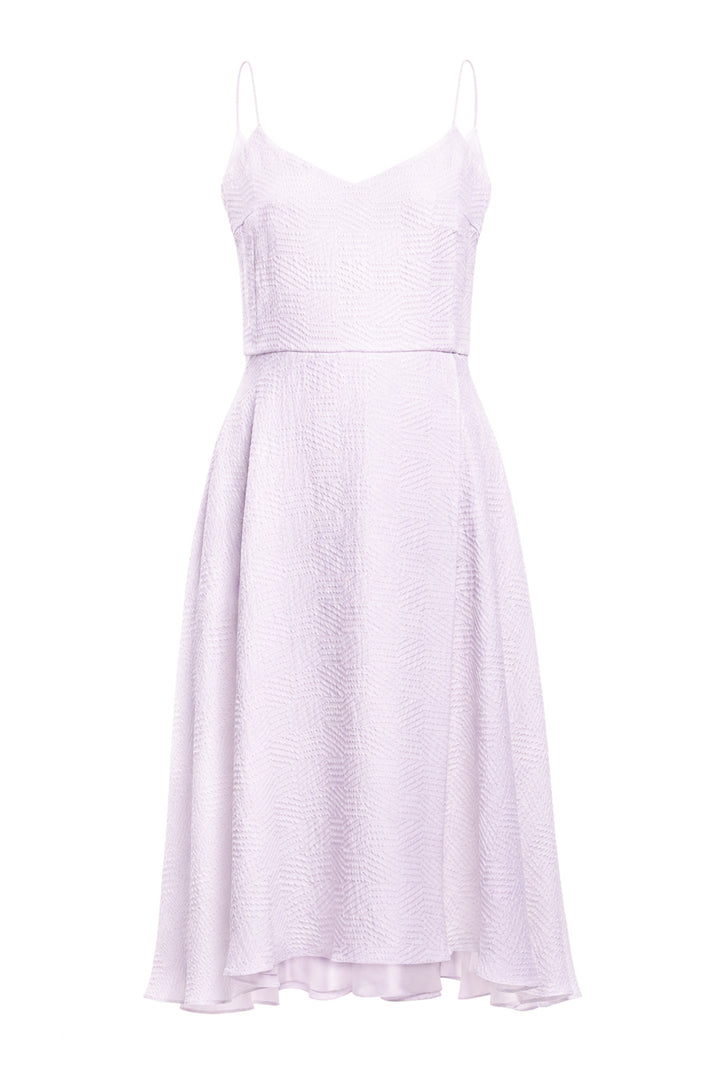SENNA LAVENDER SILK JACQUARD SPAGHETTI STRAP DRESS