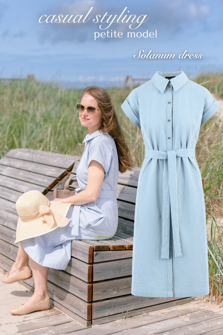 SOLANUM STRIPED COTTON SEERSUCKER SHIRT DRESS