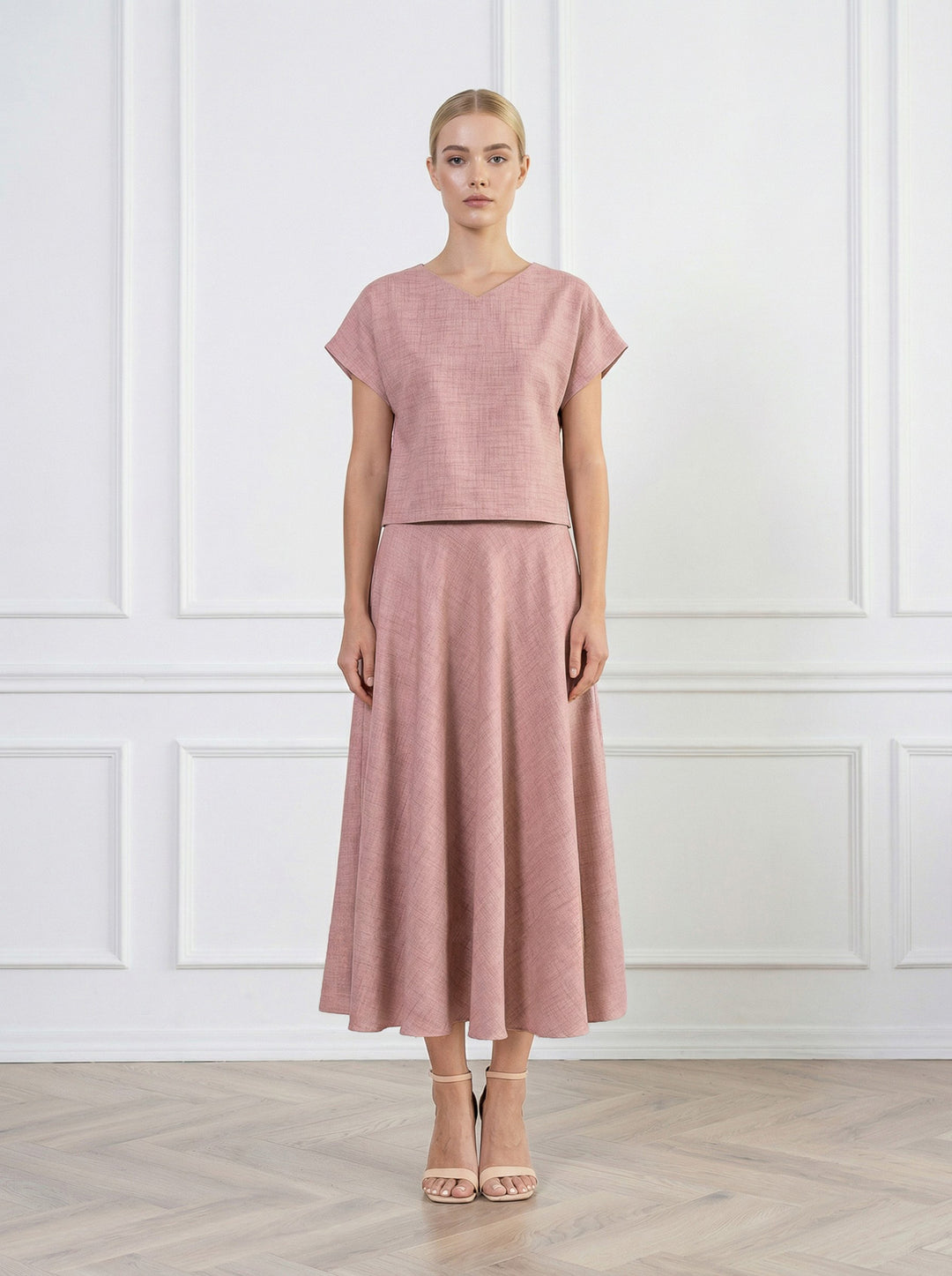STEPHANIA DUSTY PINK BAMBOO CROPPED TOP