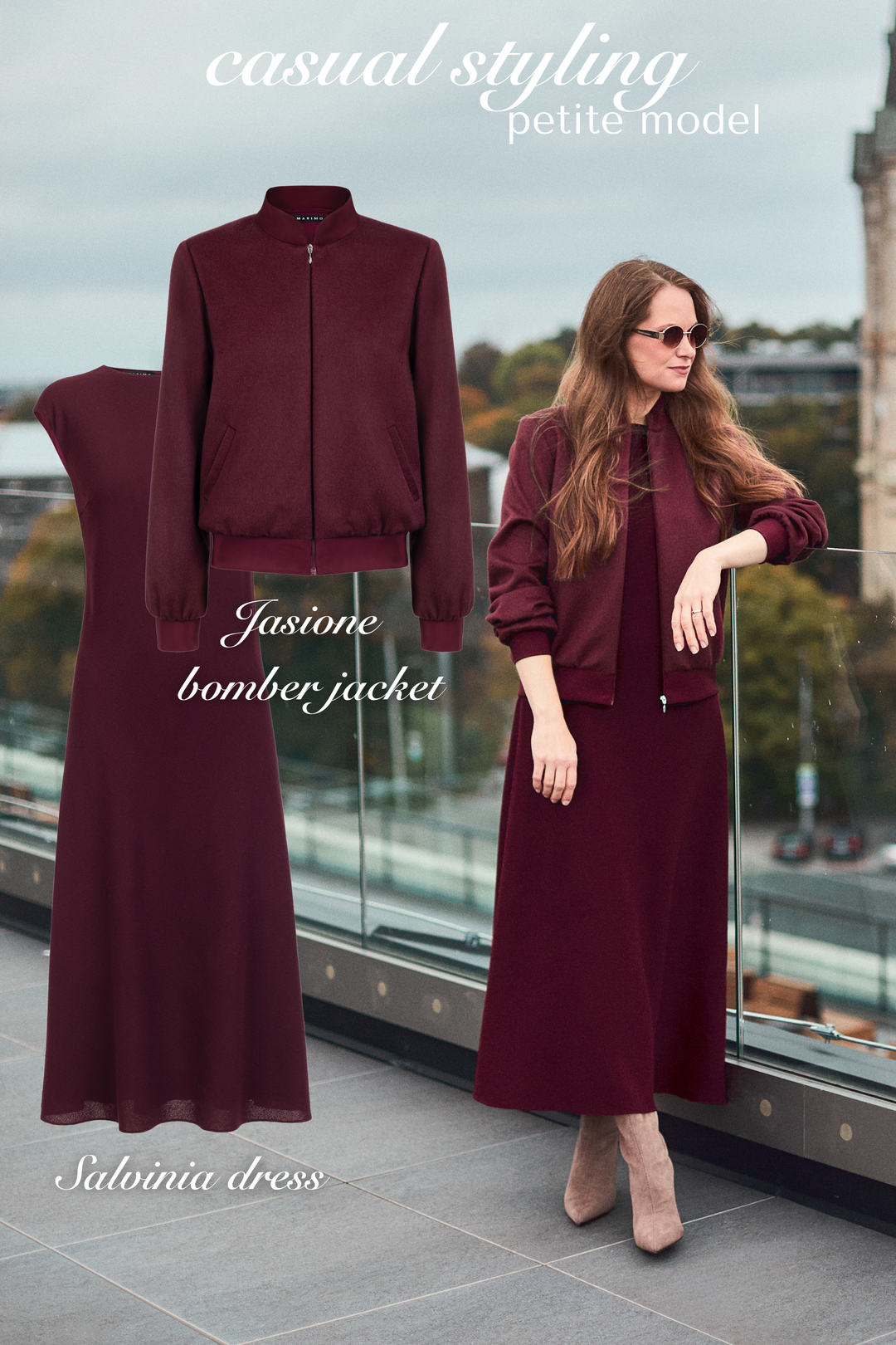 JASIONE BURGUNDY CASHMERE BOMBER JACKET