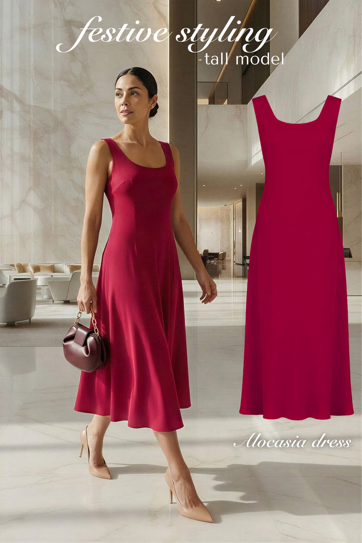 ALOCASIA DEEP RED SILK SLIP DRESS
