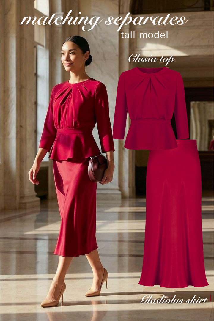 GLADIOLUS DEEP RED SILK SLIP SKIRT