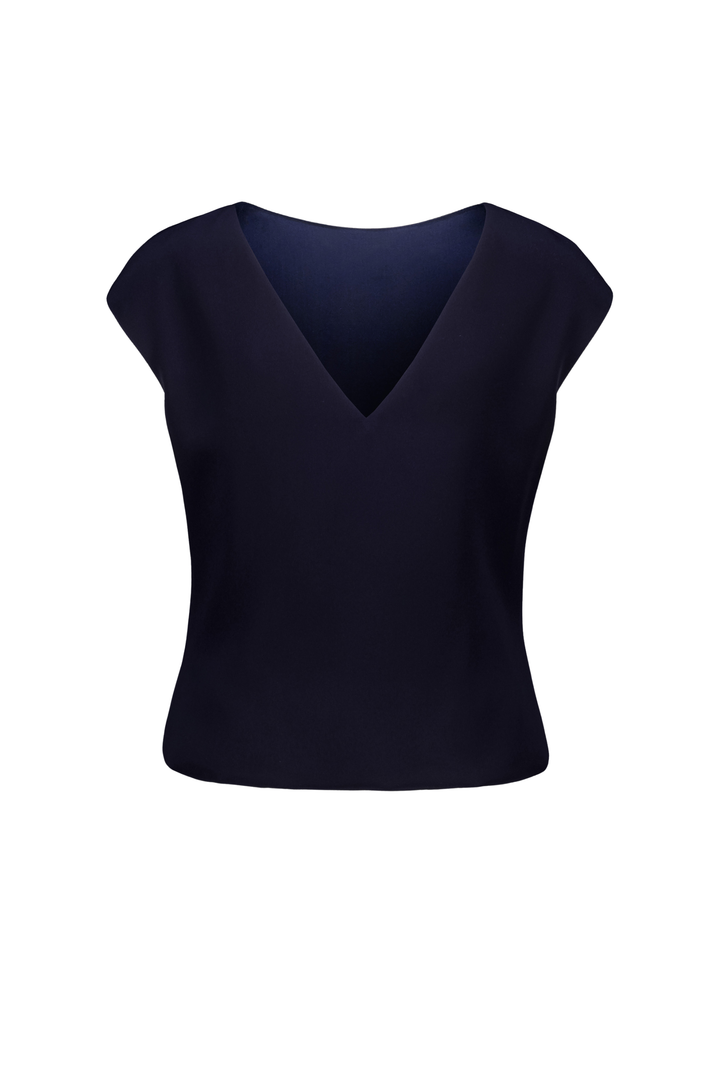 ADONIDIA NAVY SILK TOP