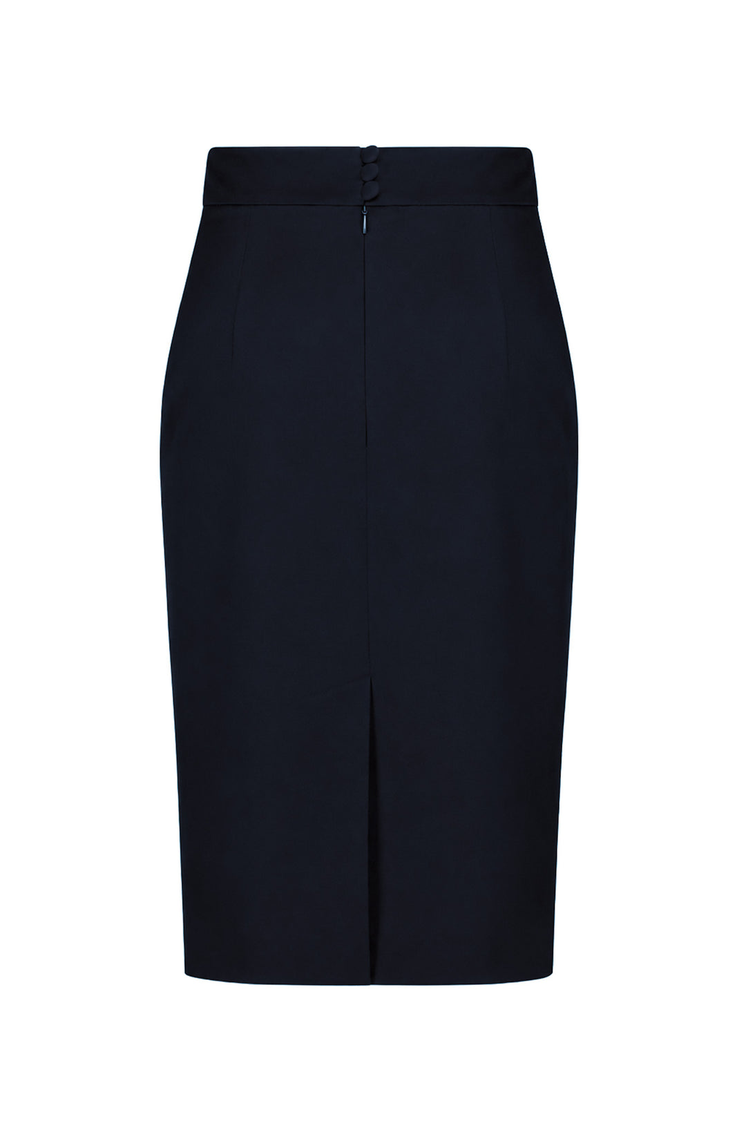 LAGETTA NAVY FINE WOOL PENCIL SKIRT