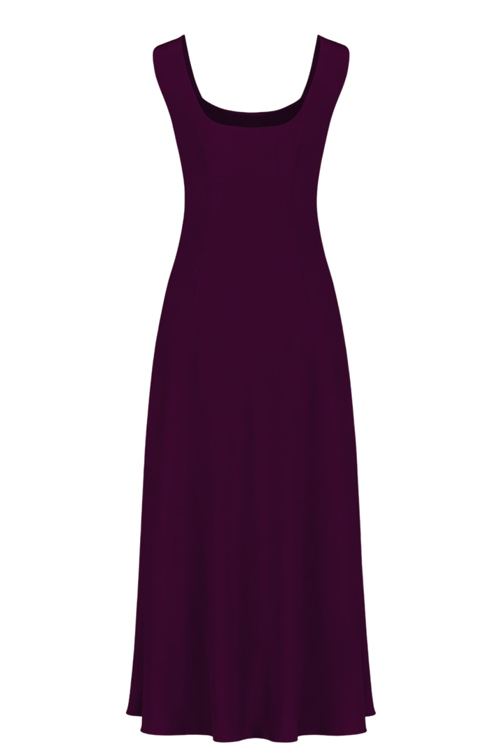 ALOCASIA PLUM PURPLE SILK SLIP DRESS