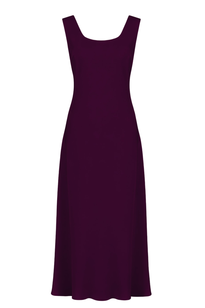 ALOCASIA PLUM PURPLE SILK SLIP DRESS