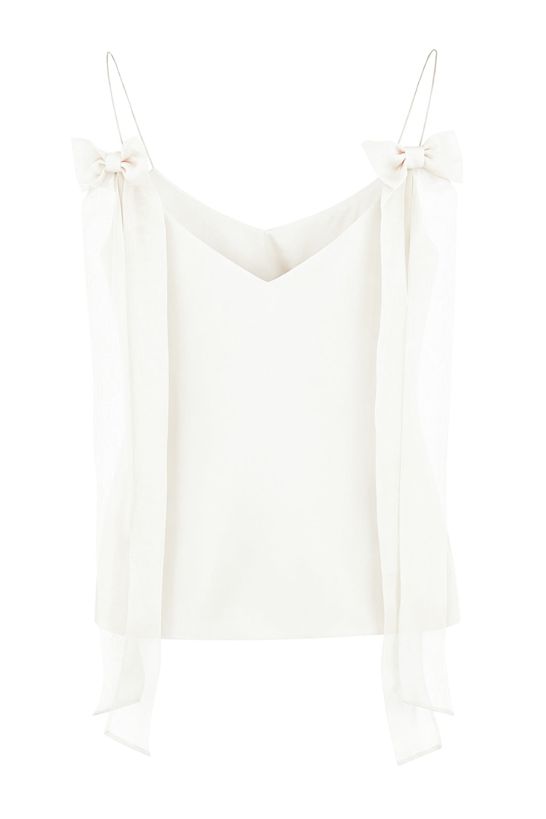 ARIA IVORY SPAGHETTI STRAP SILK TOP WITH BOW DETAILS