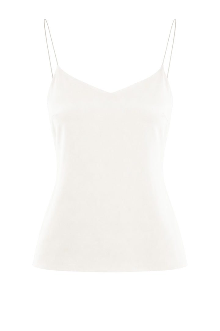 ARIA IVORY SPAGHETTI STRAP SILK TOP WITH BOW DETAILS