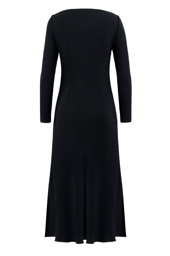 ARMERIA BLACK SILK LONG-SLEEVED SLIP DRESS