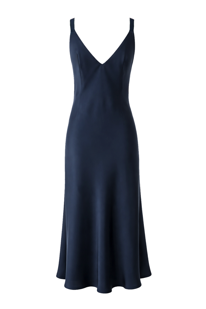 TRINIA NAVY SILK SLIP DRESS