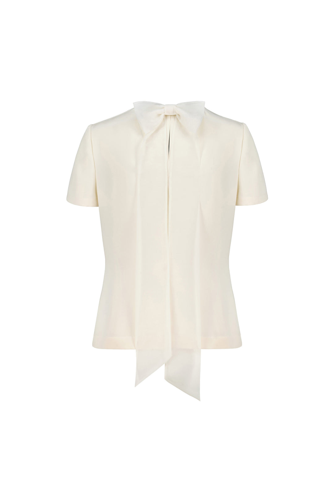 GARDENIA BEIGE SILK BLOUSE WITH BOW DETAIL