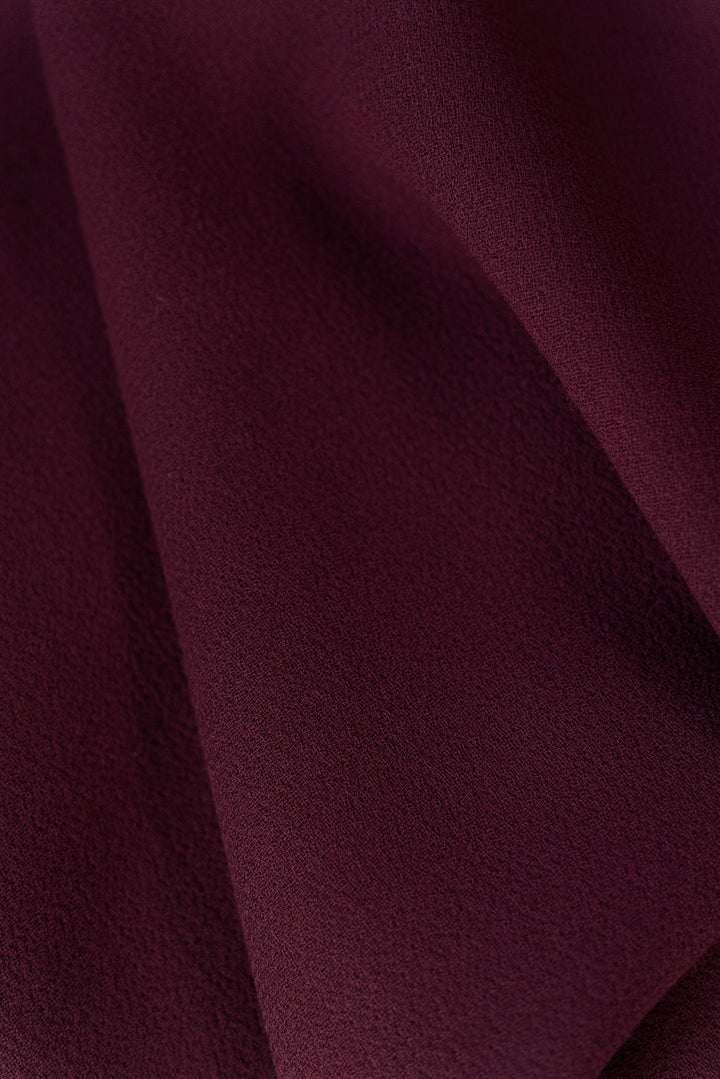 SALVINIA BURGUNDY WOOL CREPE MIDI DRESS WITH BELT