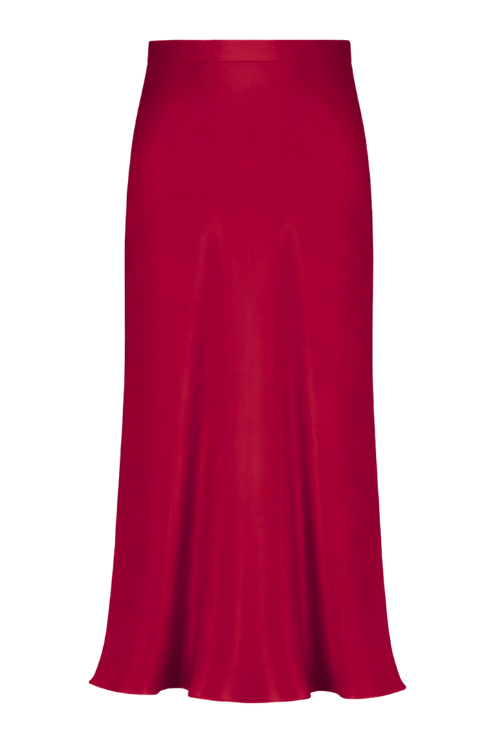 GLADIOLUS DEEP RED SILK SLIP SKIRT