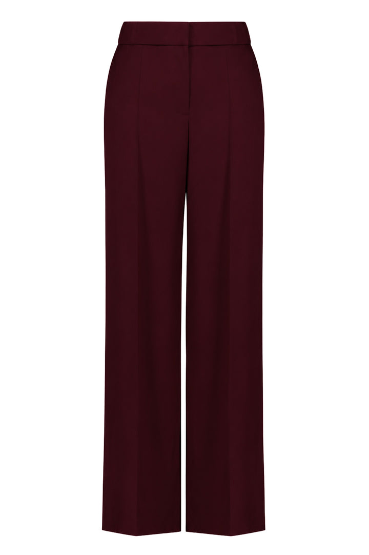 ALPINIA BURGUNDY FINE WOOL WIDE-LEG SUIT PANTS