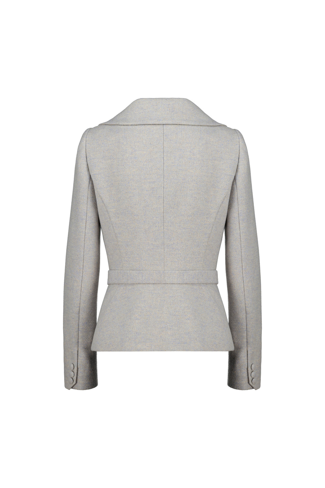 LOTUS GRAY WOOL-CASHMERE TWEED PEPLUM JACKET