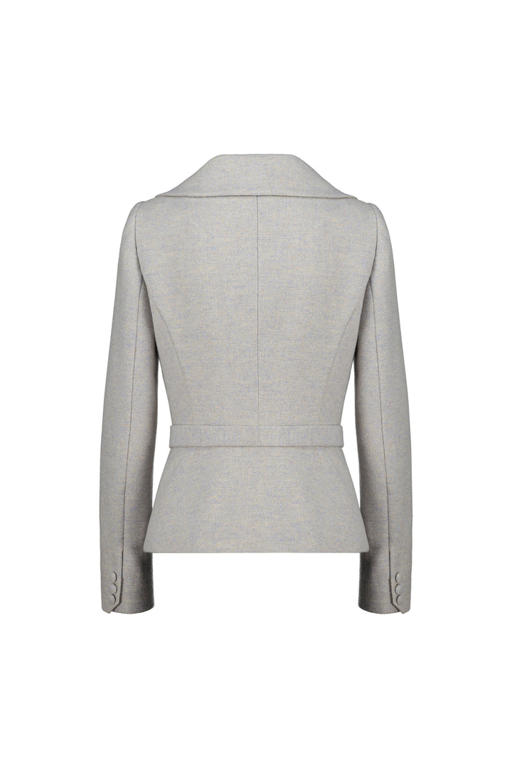 LOTUS GRAY WOOL-CASHMERE TWEED PEPLUM JACKET