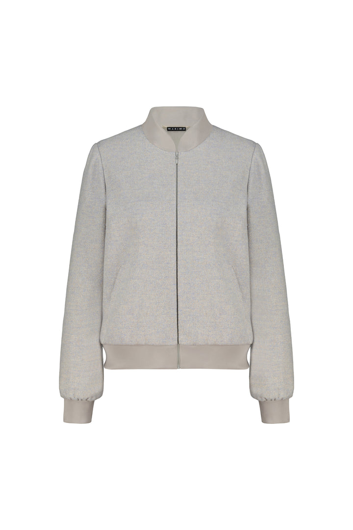 JASIONE GRAY WOOL-CASHMERE BLEND TWEED BOMBER JACKET