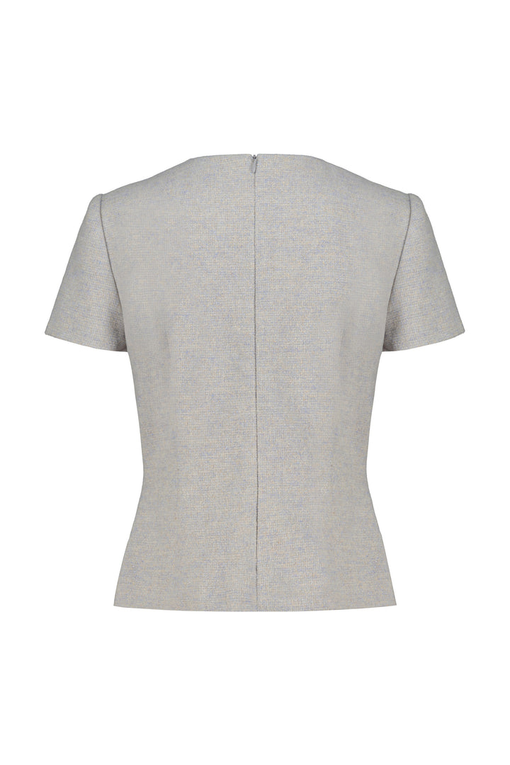 DAVALLIA GRAY WOOL-CASHMERE TWEED BLOUSE