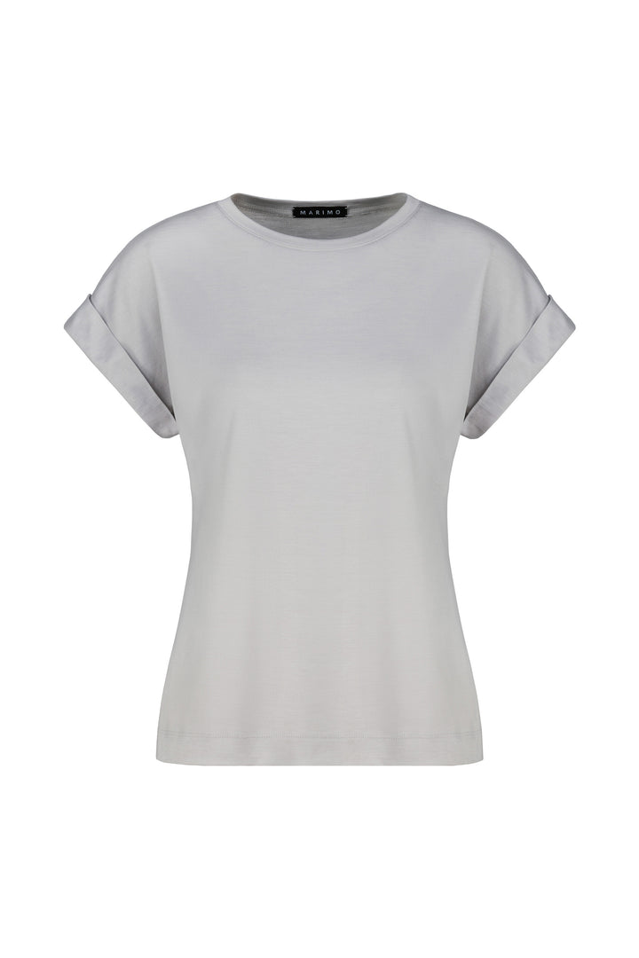 LOBELIA MOON GRAY WOOL-SILK JERSEY T-SHIRT