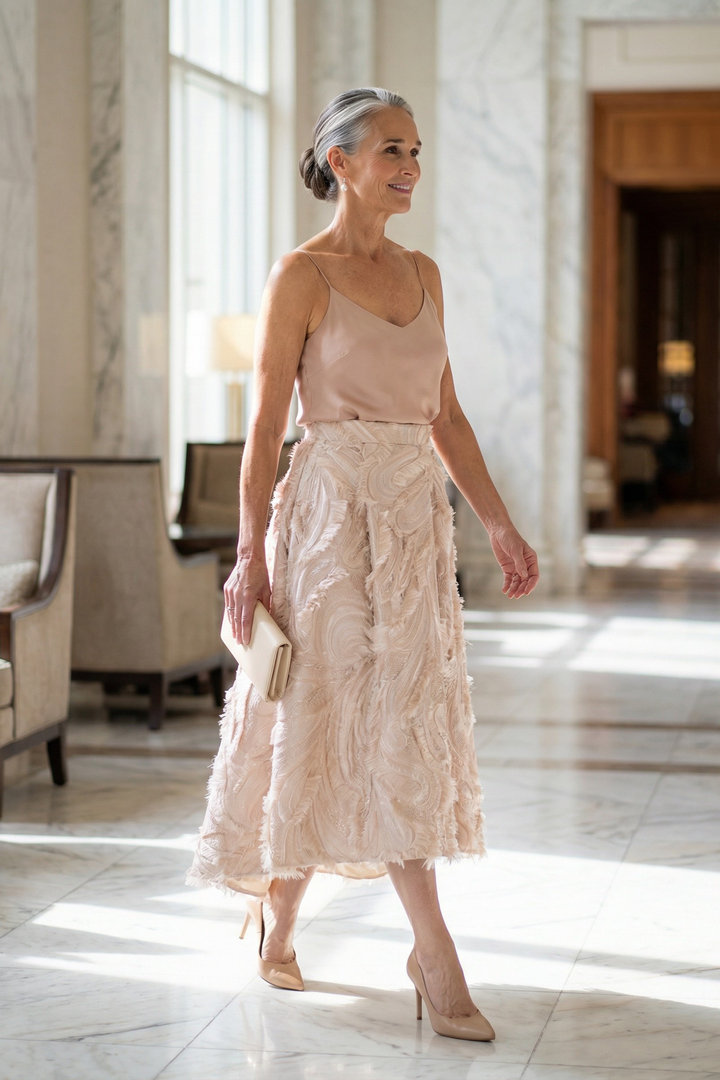 ARIA ROSE GOLD SPAGHETTI STRAP SILK TOP WITH BOW DETAILS