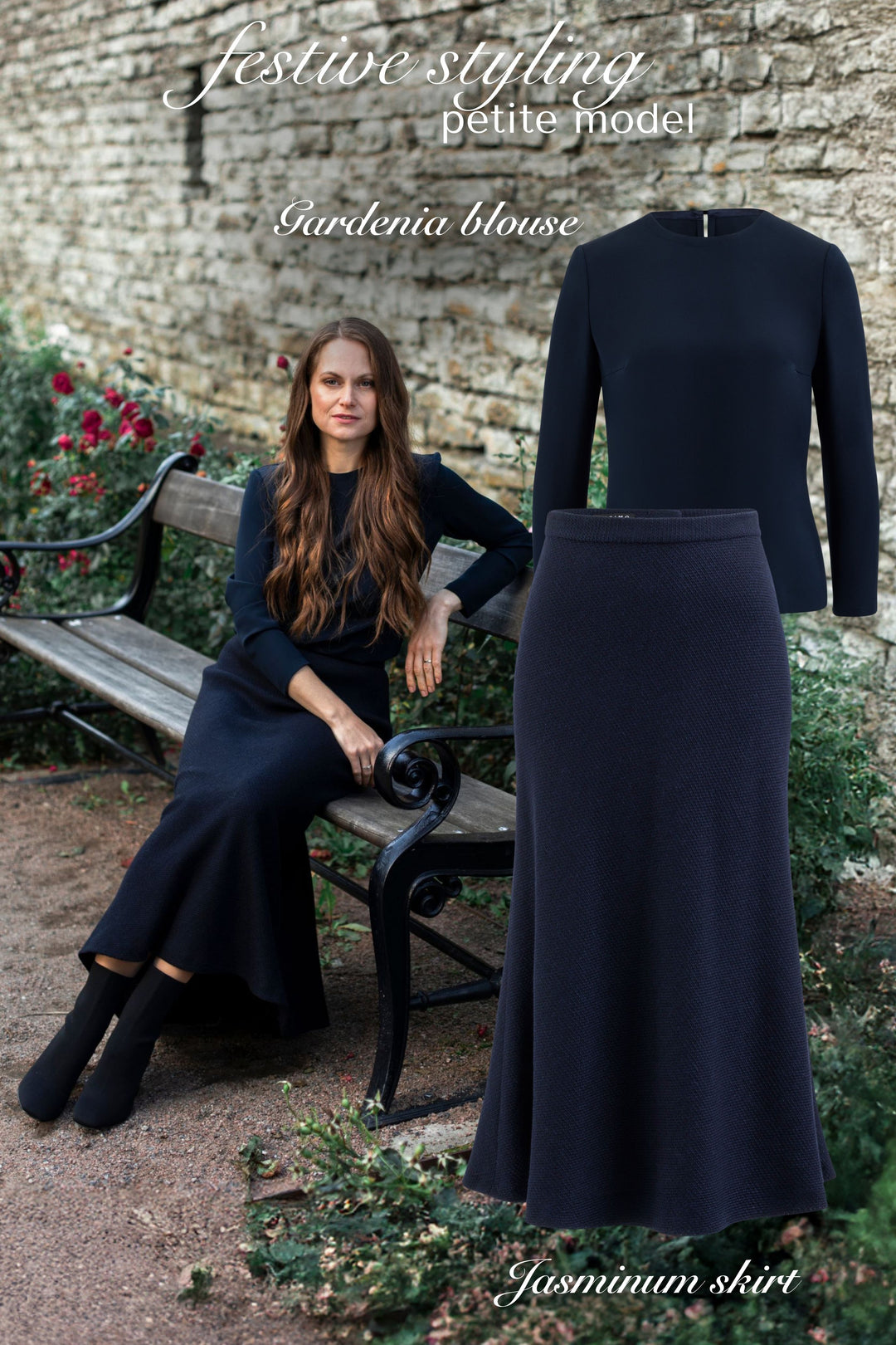 JASMINUM NAVY BLUE TEXTURED ALPACA-WOOL MIDI SKIRT