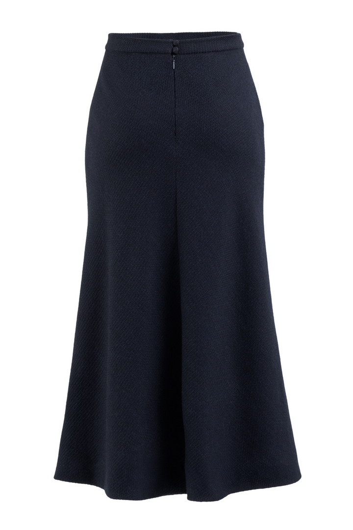 JASMINUM NAVY BLUE TEXTURED ALPACA-WOOL MIDI SKIRT