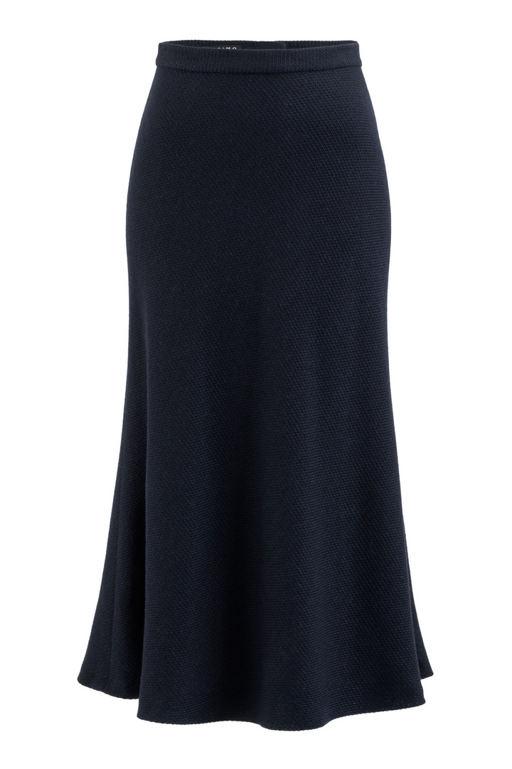 JASMINUM NAVY BLUE TEXTURED ALPACA-WOOL MIDI SKIRT