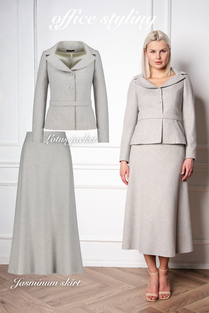 LOTUS GRAY WOOL CASHMERE TWEED PEPLUM JACKET