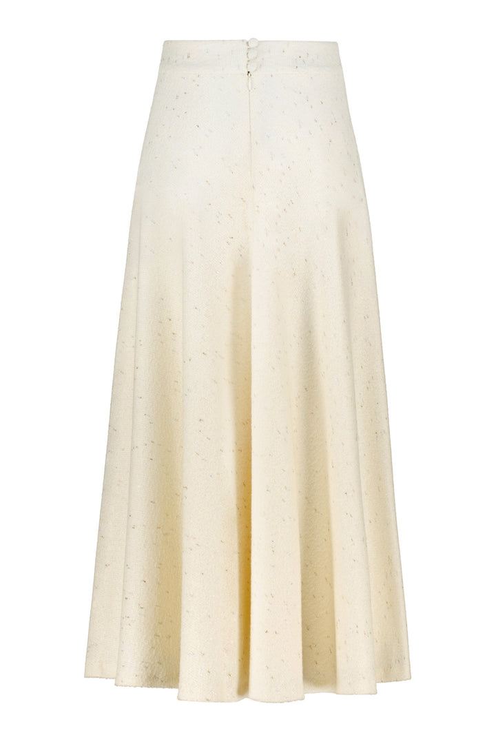 LACHENALIA CREAM WOOL BLEND A-LINE MIDI SKIRT