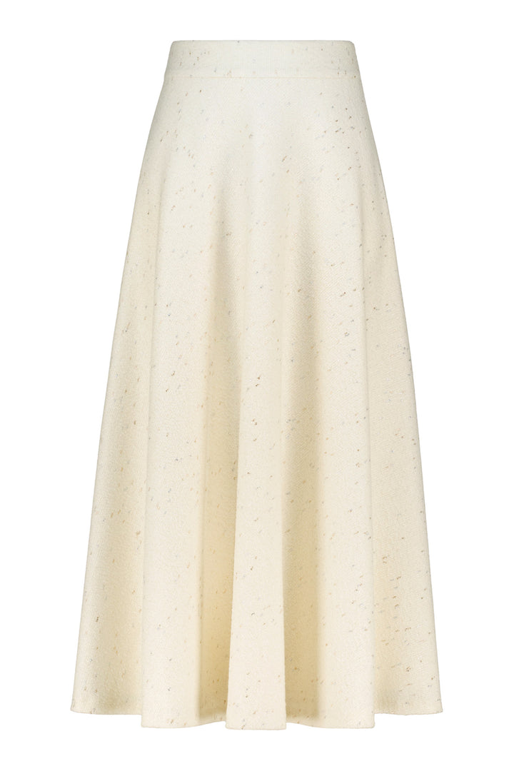 LACHENALIA CREAM WOOL BLEND A-LINE MIDI SKIRT