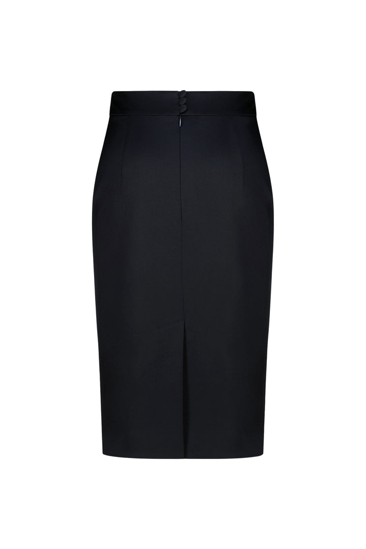 LAGETTA BLACK FINE WOOL PENCIL SKIRT