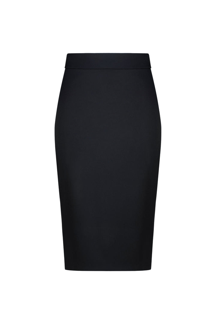 LAGETTA BLACK FINE WOOL PENCIL SKIRT