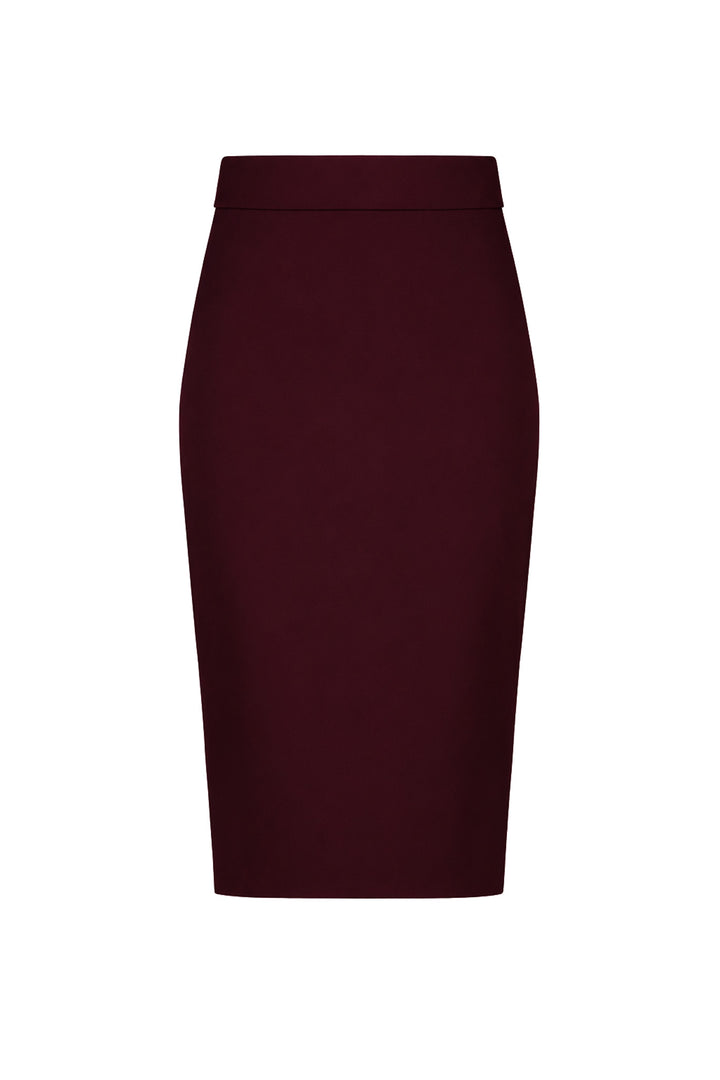 LAGETTA BURGUNDY FINE WOOL PENCIL SKIRT