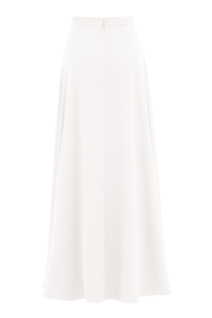 LATANIA IVORY SILK A-LINE MAXI SKIRT