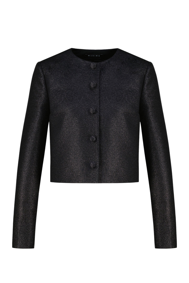 LESSERTIA BLACK SHIMMERING WOOL SILK BLEND JACKET