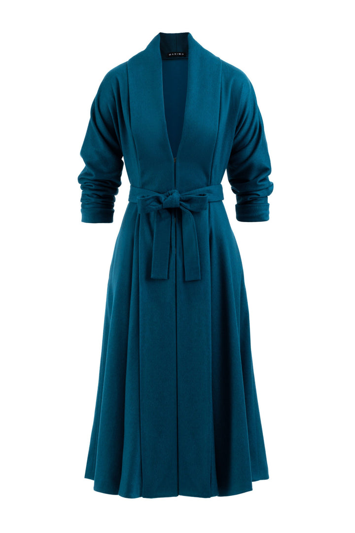 LINARIA PEACOCK BLUE LIGHTWEIGHT CASHMERE COAT DRESS