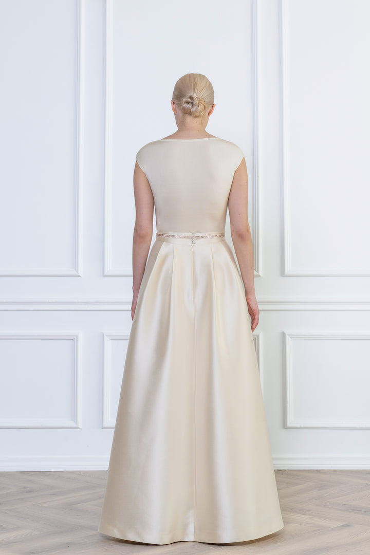 GLORIOSA CHAMPAGNE TEXTURED MAXI SKIRT
