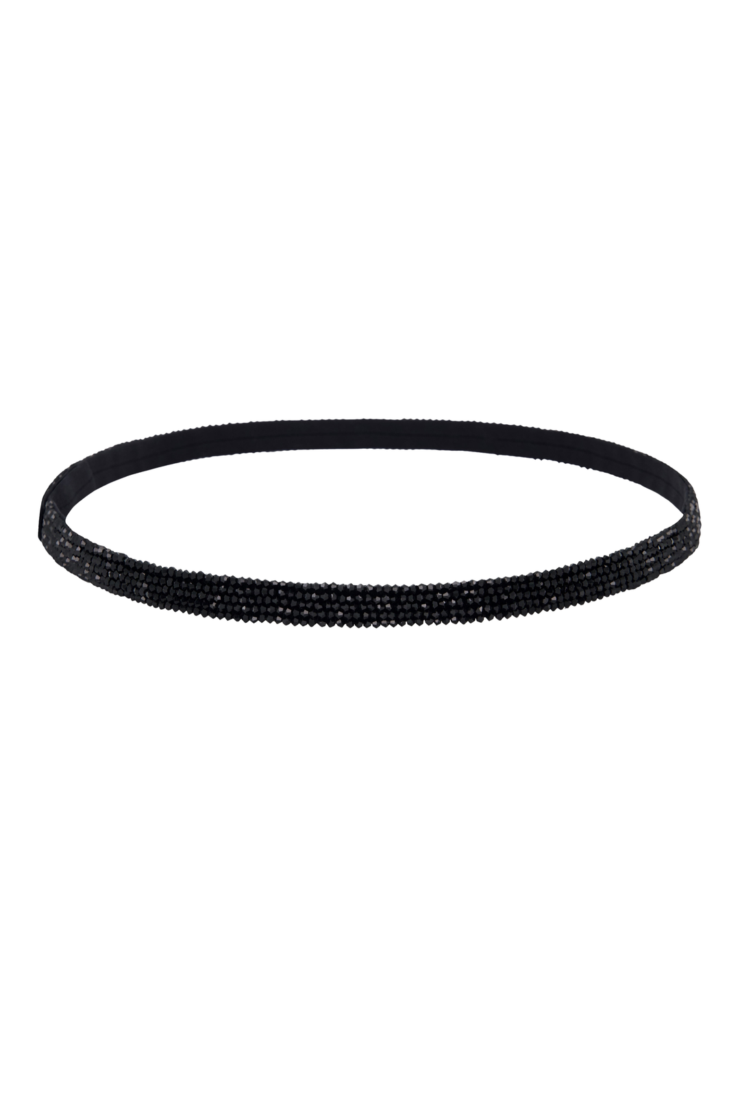 SKINNY BLACK HAND-EMBROIDERED CRYSTAL BELT